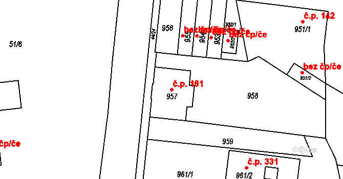 Děčín XXXII-Boletice nad Labem 161, Děčín na parcele st. 957 v KÚ Boletice nad Labem, Katastrální mapa