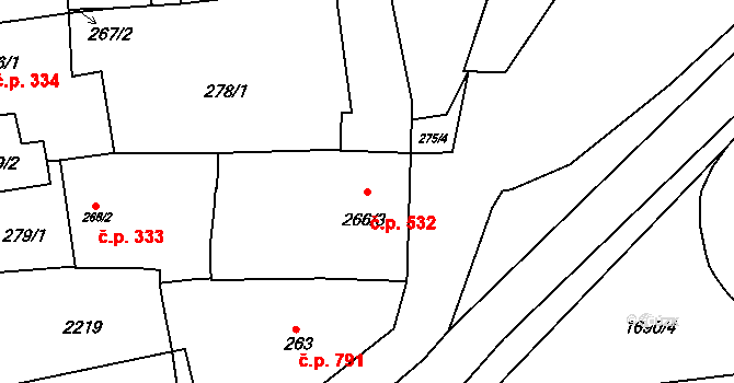 Předměstí 532, Svitavy na parcele st. 266/3 v KÚ Svitavy-předměstí, Katastrální mapa