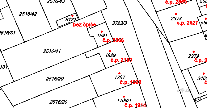 Břeclav 2100 na parcele st. 1829 v KÚ Břeclav, Katastrální mapa