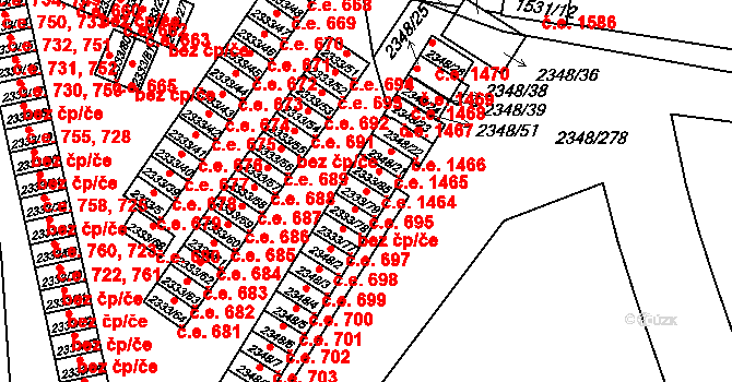 Pelhřimov 695 na parcele st. 2333/79 v KÚ Pelhřimov, Katastrální mapa