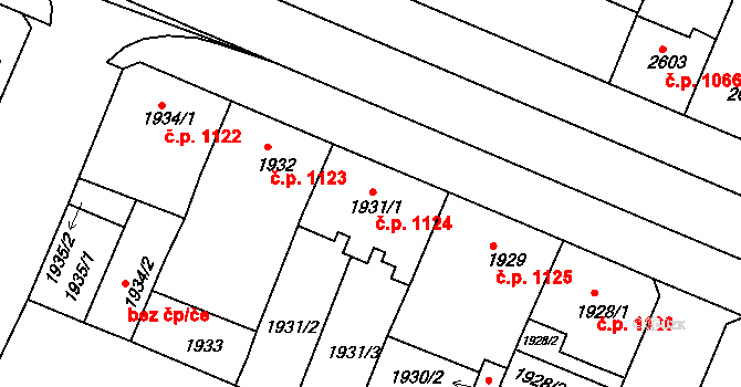 Turnov 1124 na parcele st. 1931/1 v KÚ Turnov, Katastrální mapa
