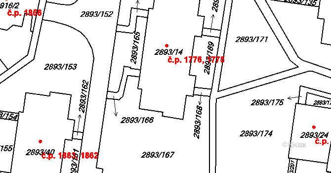 Krč 1775,1776, Praha na parcele st. 2893/14 v KÚ Krč, Katastrální mapa