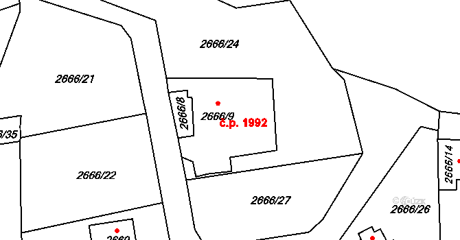 Stodůlky 1992, Praha na parcele st. 2666/9 v KÚ Stodůlky, Katastrální mapa