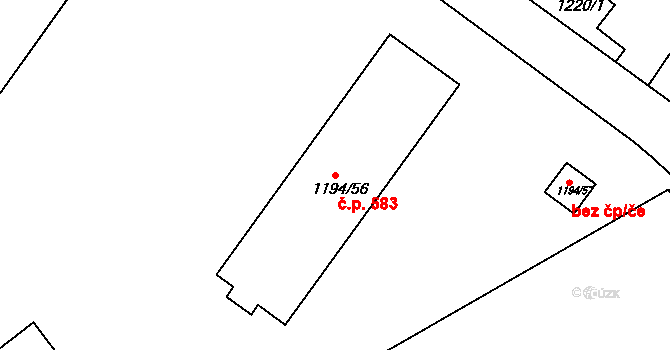 Teplické Předměstí 582,583, Bílina na parcele st. 1194/56 v KÚ Bílina, Katastrální mapa