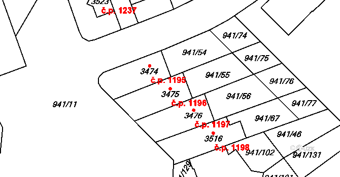 Sušice II 1196, Sušice na parcele st. 3475 v KÚ Sušice nad Otavou, Katastrální mapa