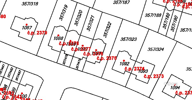 Hostivice 2375 na parcele st. 1091 v KÚ Litovice, Katastrální mapa