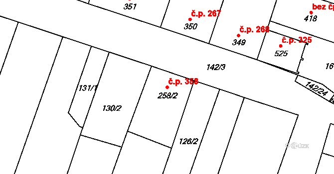 Hrabětice 358 na parcele st. 258/2 v KÚ Hrabětice, Katastrální mapa
