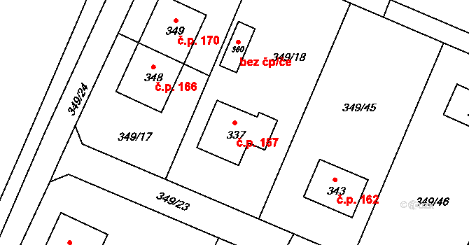 Jestřabí Lhota 157 na parcele st. 337 v KÚ Jestřabí Lhota, Katastrální mapa