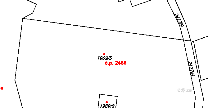 Cheb 2486 na parcele st. 1969/5 v KÚ Cheb, Katastrální mapa