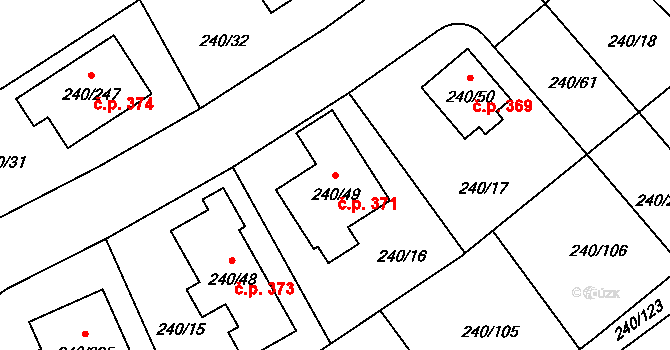 Boršov nad Vltavou 371 na parcele st. 240/49 v KÚ Boršov nad Vltavou, Katastrální mapa
