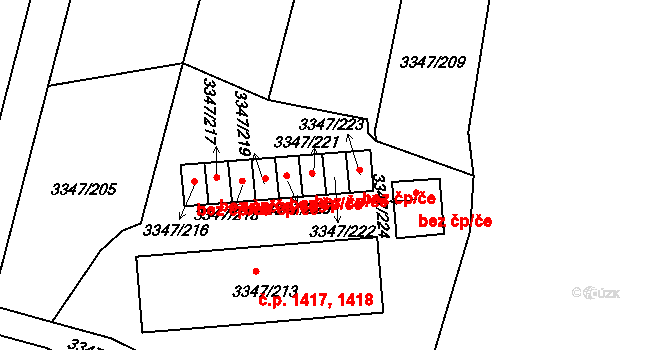 Mikulov 672 na parcele st. 3347/222 v KÚ Mikulov na Moravě, Katastrální mapa