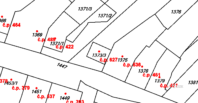 Šitbořice 627 na parcele st. 1373/3 v KÚ Šitbořice, Katastrální mapa