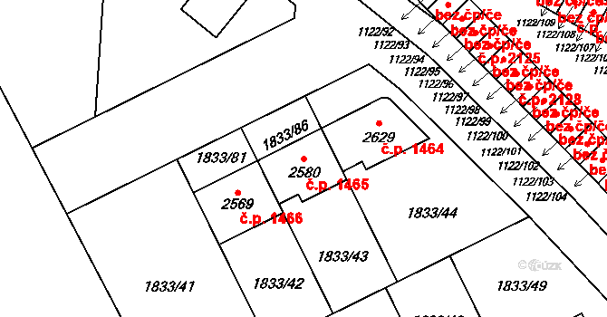 Uničov 1465 na parcele st. 2580 v KÚ Uničov, Katastrální mapa