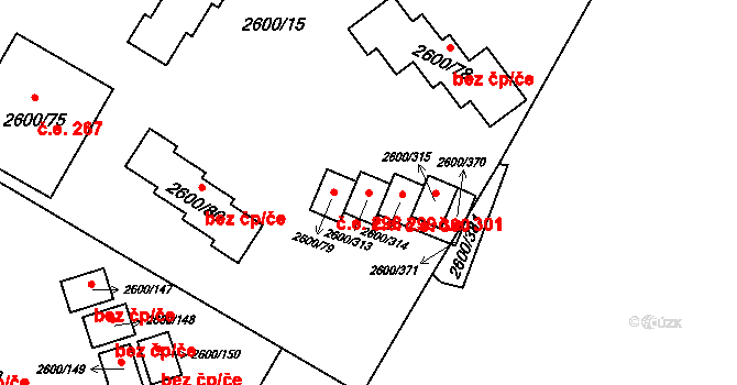 Staré Splavy 299, Doksy na parcele st. 2600/313 v KÚ Doksy u Máchova jezera, Katastrální mapa