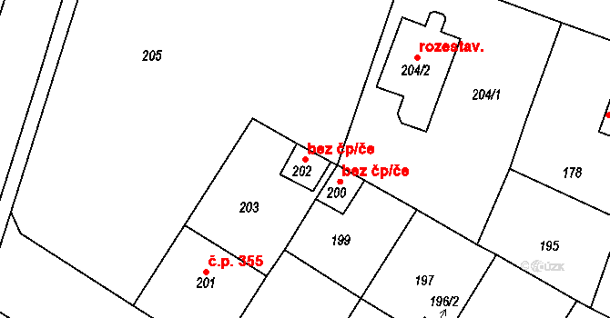 Novosedlice 39144038 na parcele st. 202 v KÚ Novosedlice, Katastrální mapa