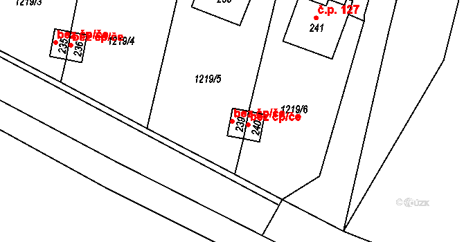 Měrunice 41278038 na parcele st. 239 v KÚ Měrunice, Katastrální mapa