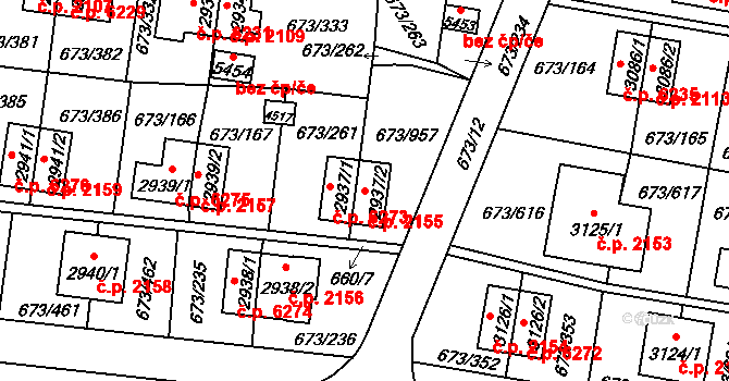 Zlín 2155 na parcele st. 2937/2 v KÚ Zlín, Katastrální mapa