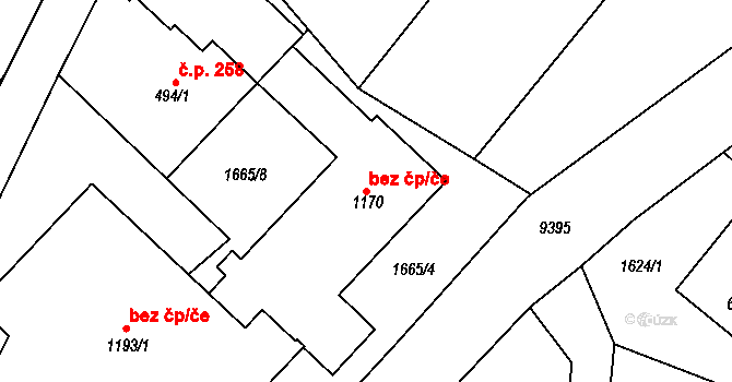 Slavonice 42314038 na parcele st. 1170 v KÚ Slavonice, Katastrální mapa