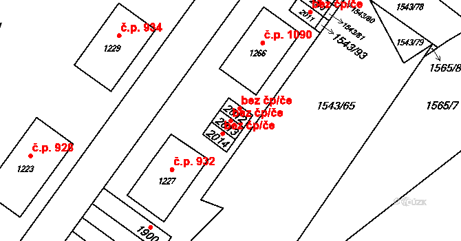 Rožnov pod Radhoštěm 48222038 na parcele st. 2013 v KÚ Rožnov pod Radhoštěm, Katastrální mapa