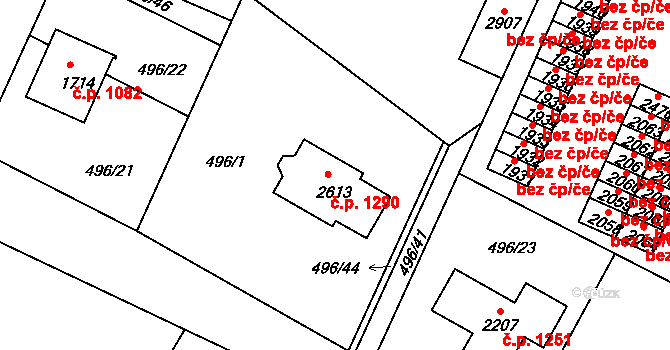 Blatná 1290 na parcele st. 2613 v KÚ Blatná, Katastrální mapa