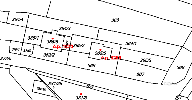 Svatobořice 1258, Svatobořice-Mistřín na parcele st. 365/5 v KÚ Svatobořice, Katastrální mapa
