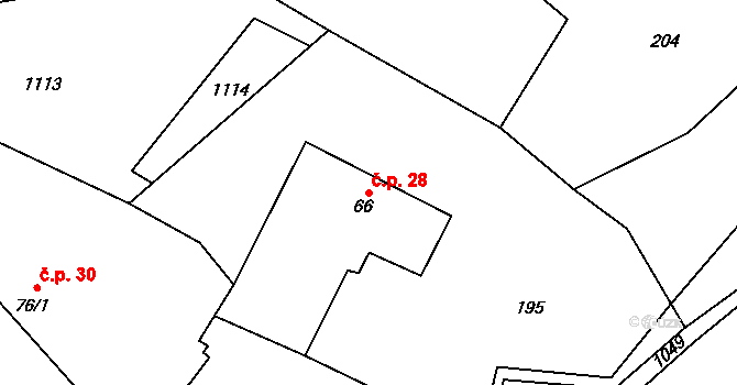 Ochoz 28, Nasavrky na parcele st. 66 v KÚ Ochoz u Nasavrk, Katastrální mapa