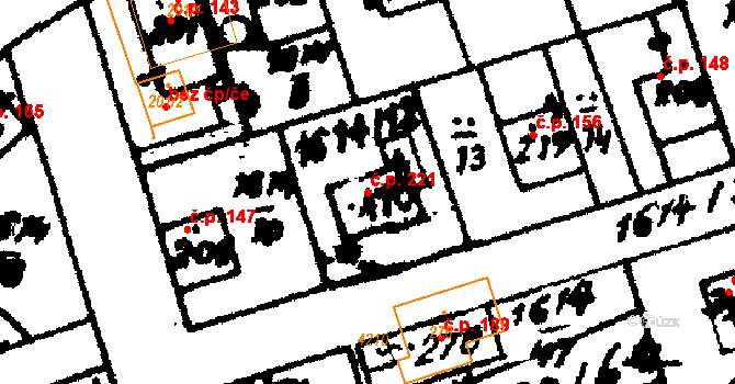 Trhová Kamenice 221 na parcele st. 470 v KÚ Trhová Kamenice, Katastrální mapa