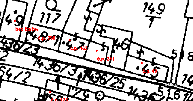 Bernartice 251 na parcele st. 46 v KÚ Bernartice u Milevska, Katastrální mapa