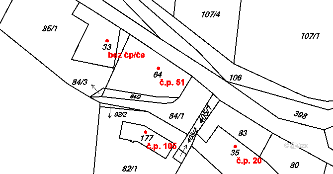 Zlíč 51, Česká Skalice na parcele st. 64 v KÚ Zlíč, Katastrální mapa