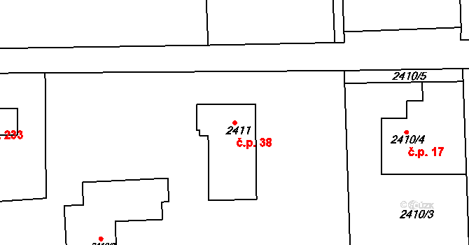 Cihelny 38, Jaroměř na parcele st. 2411 v KÚ Jaroměř, Katastrální mapa