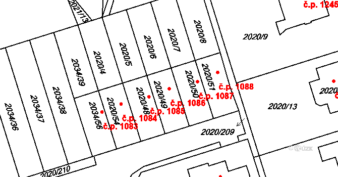 Holice 1086 na parcele st. 2020/49 v KÚ Holice v Čechách, Katastrální mapa