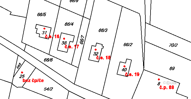 Studená Loučka 18, Mohelnice na parcele st. 32 v KÚ Bušín u Studené Loučky, Katastrální mapa