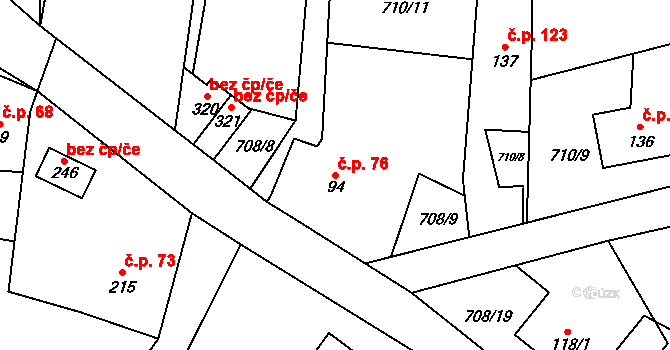 Hostašovice 76 na parcele st. 94 v KÚ Hostašovice, Katastrální mapa