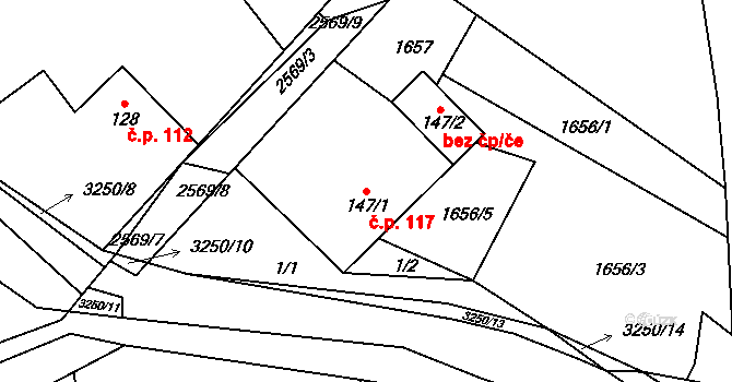 Lukavec 117, Fulnek na parcele st. 147/1 v KÚ Lukavec u Bílovce, Katastrální mapa