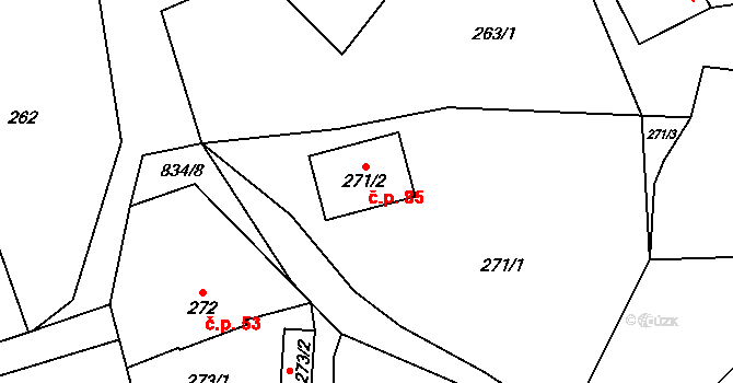 Trnávka 85 na parcele st. 271/2 v KÚ Trnávka u Nového Jičína, Katastrální mapa