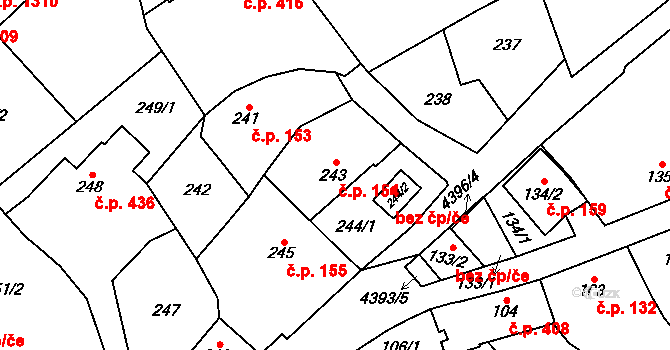 Chotěboř 154 na parcele st. 243 v KÚ Chotěboř, Katastrální mapa