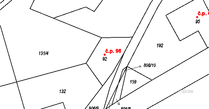 Merklovice 96, Vamberk na parcele st. 92 v KÚ Merklovice, Katastrální mapa