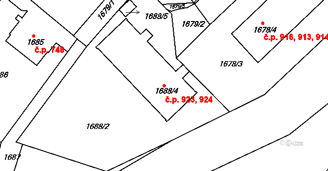 Týniště nad Orlicí 923,924 na parcele st. 1688/4 v KÚ Týniště nad Orlicí, Katastrální mapa
