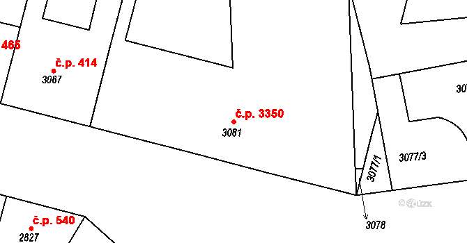 Smíchov 3350, Praha na parcele st. 3081 v KÚ Smíchov, Katastrální mapa
