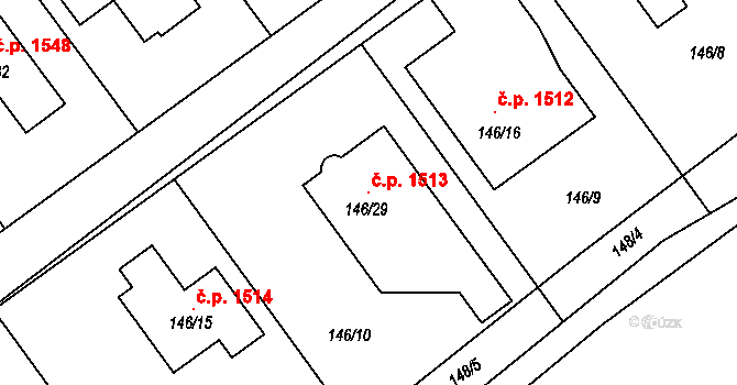 Ráj 1513, Karviná na parcele st. 146/29 v KÚ Ráj, Katastrální mapa