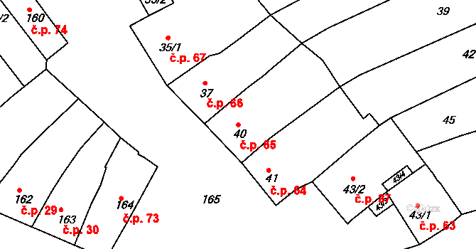 Smolín 65, Pohořelice na parcele st. 40 v KÚ Smolín, Katastrální mapa