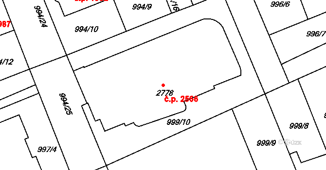 Kroměříž 2566 na parcele st. 2778 v KÚ Kroměříž, Katastrální mapa
