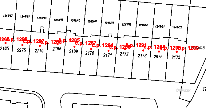 Lipník nad Bečvou I-Město 1258, Lipník nad Bečvou na parcele st. 2171 v KÚ Lipník nad Bečvou, Katastrální mapa