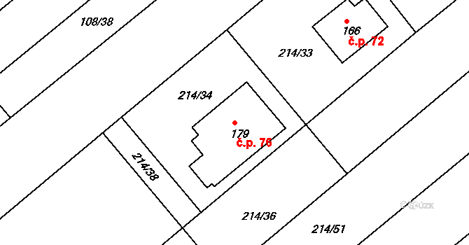 Svobodná Ves 76, Horka I na parcele st. 179 v KÚ Horka u Žehušic, Katastrální mapa
