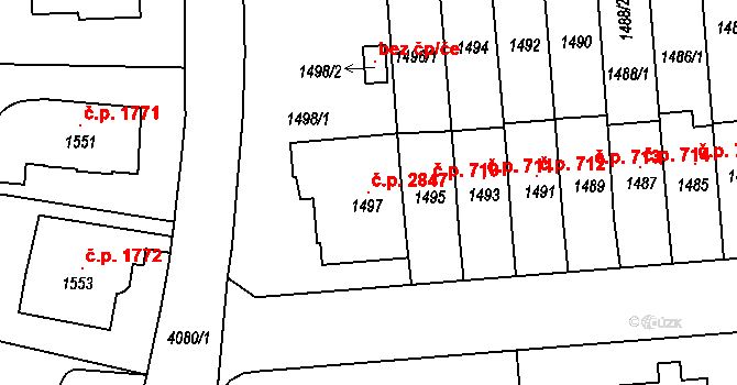 Dejvice 2847, Praha na parcele st. 1497 v KÚ Dejvice, Katastrální mapa