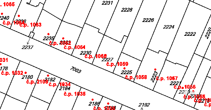 Boskovice 1059 na parcele st. 2227 v KÚ Boskovice, Katastrální mapa