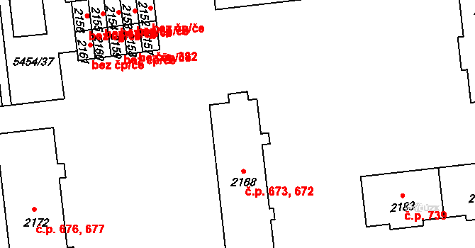 Horní Předměstí 672,673, Polička na parcele st. 2168 v KÚ Polička, Katastrální mapa