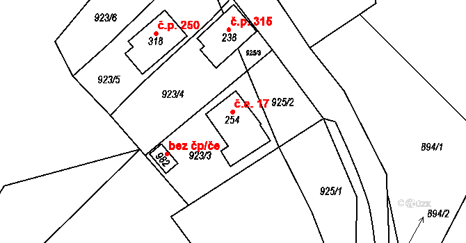 Želivec 17, Sulice na parcele st. 254 v KÚ Sulice, Katastrální mapa