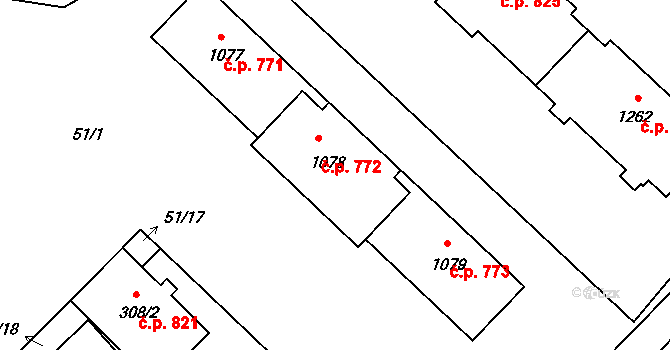 Hluboká nad Vltavou 772 na parcele st. 1078 v KÚ Hluboká nad Vltavou, Katastrální mapa