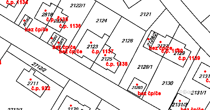 Sokolov 1138 na parcele st. 2125 v KÚ Sokolov, Katastrální mapa